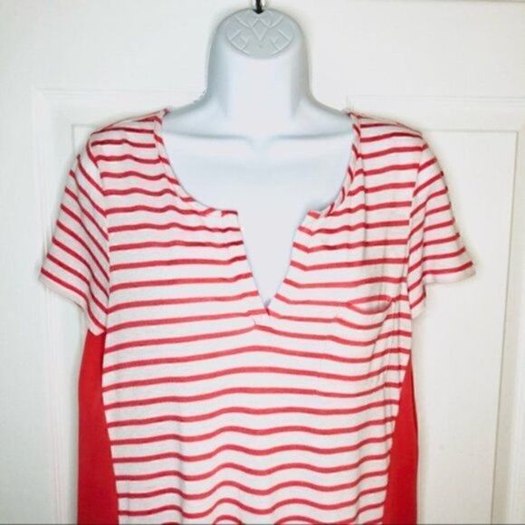 Charming Charlie Stripe Sheer Back T-shirt Coral M - Picture 3 of 11
